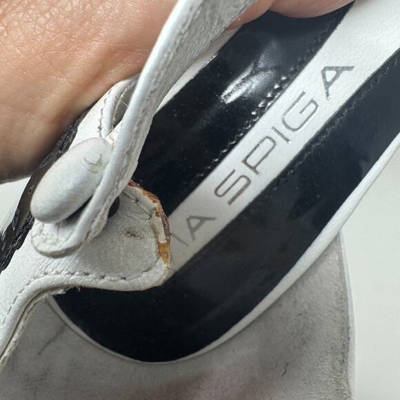 Via Spiga Heels 6.5 Black White Navarro Leather Shoe - Picture 9 of 9